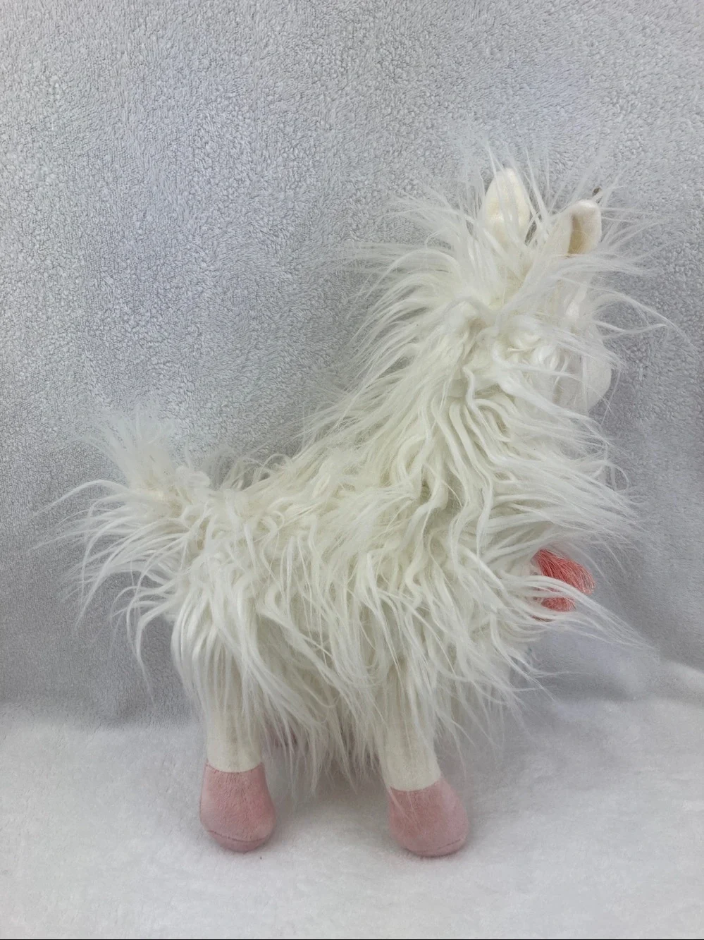 PIER 1 Llamacorn Stuffed Plush Animal Giselle Furry Llama & Unicorn White 16”